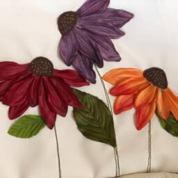 Cone Flower Outdoor Pillow Cover Appliqued Floral Lumbar - 12x18 - thumbnail 2