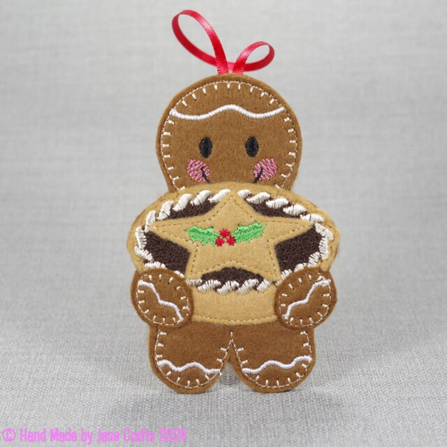 Gingerbread Mince Pie, Christmas, Felt Decoration, Hanging Ornament, Christmas Tree