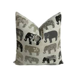 Clarke & X Studio G - Elephants Natural Cushion Cover Pillow Throw Stunning Interior Design Home Decor - thumbnail 1
