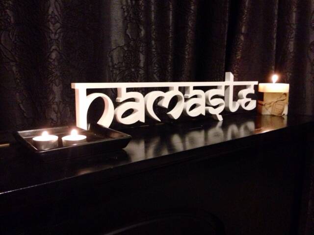Namaste Wood Sign - Sanskrit Wall Decor Yoga Room Meditation Wooden Boho Home Art - image 1