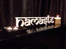 Namaste Wood Sign - Sanskrit Wall Decor Yoga Room Meditation Wooden Boho Home Art - thumbnail 1