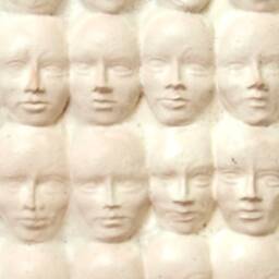 Creepy Ceramic Doll Head Wall Sculpture 3D Shadowbox Art - thumbnail 4