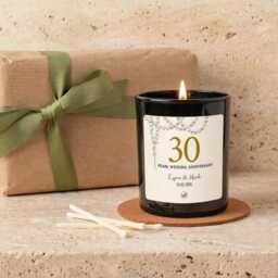 Personalised Pearl 30Th Wedding Anniversary Candle Gift For Couple, Milestone - thumbnail 1