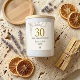 Personalised Pearl 30Th Wedding Anniversary Candle Gift For Couple, Milestone - thumbnail 3