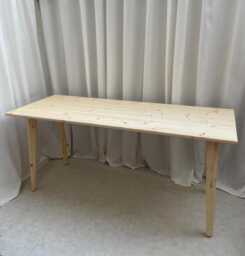 Bespoke Handmade Wooden Table/Desk. 200 X 60, Long Strong Tapered Wood Legs. Natural, Light, , Medium, Dark Hipster Urban Style Any Size - thumbnail 1