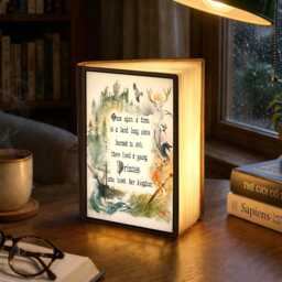 Once Upon A Time Book Lamp, Fantasy Kingdom Led Night Light, Sarah J Maas Quote Throne Of Glass Fan Reading Lamp