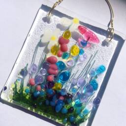 Handcrafted Fused Glass Art - Wildflower Small Token Thank You Teacher Keyworker Birthday Gift Happy Anniversary - thumbnail 1