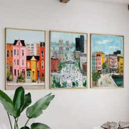 Cincinnati Ohio Poster Set Of 3 Travel Wall Art Usa City Skyline Riverfront Print, Vintage Minimalist Style - thumbnail 3