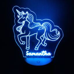 Personalised Any Name Unicorn Led Neon Night Light. Girls Bedroom/Nursery. Multi Coloured With Remote Control & Usb Cable. Desk Lamp Gift - thumbnail 2