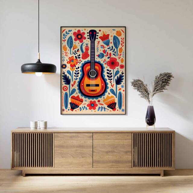 Mexican Print, Poster, D??cor, Latin American Art, Vintage Retro Large Print - image 1