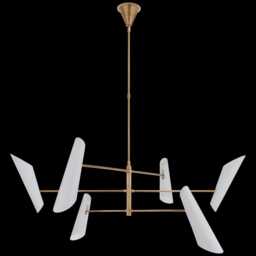 Mid Century Sputnik Chandelier - Handmade Brass & Black Starburst Light- 6 Light Italian Pendant Stilnovo Style Fixture - thumbnail 3