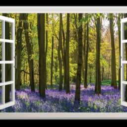 3D Window View Wall Decal Purple Flower Forest Vinyl Mural - thumbnail 4