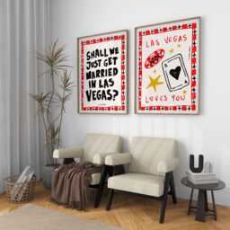 Las Vegas Art Print Set, Retro Bar Cart Decor - thumbnail 1