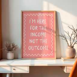 Here For The Income Not Outcome Print - Pink Office Art, Funny Wall Girly For Office, Decor, Prints - thumbnail 1