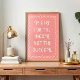 Here For The Income Not Outcome Print - Pink Office Art, Funny Wall Girly For Office, Decor, Prints - thumbnail 3