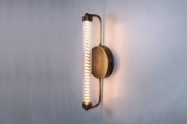 Blackened Brass Wall Sconce, Bronze Bathroom Mid Century Modern, Light, Vanity Fixture - image 1