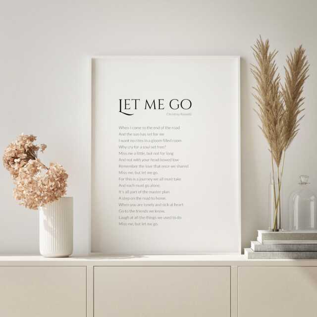 Sympathy Gift - Let Me Go Print Christina Rossetti Poem Sorry For Your Loss Condolences Present Unframed - image 1