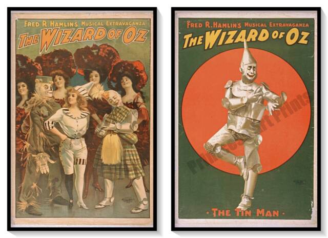Vintage Wizard Of Oz Drama Live Play Show Set 2 Prints - image 1