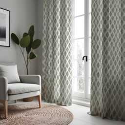 Geometric Green Curtain Panels, Abstract Print Drapes, Custom Size Window Treatments, Stylish Modern Home Decor Curtains - thumbnail 4