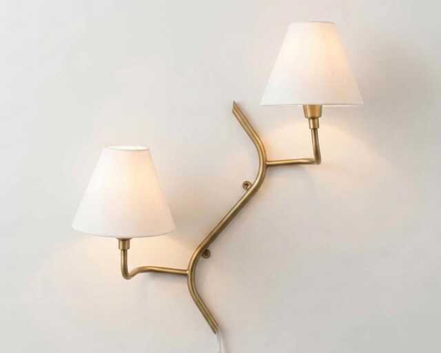 Wall Light - Antique Brass Tree Branch Sconce, Luxury Mid Century Modern Double Fixture, Designer Sconce For Hallway & Living Room - image 1