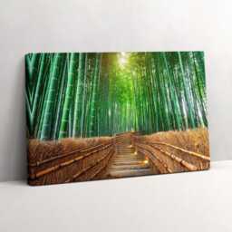 Road in The Bamboo Forest Canvas, Picture Wall Hanging, Green Decor, Nature Canvas Print - thumbnail 2