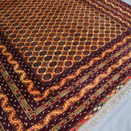 7x10 Handmade Afghan Rug - Golden Turkmen Khuaja Roshnai Tekke Design Bokhara Patterns Soft Pile Wool Oriental Bedroom - thumbnail 4
