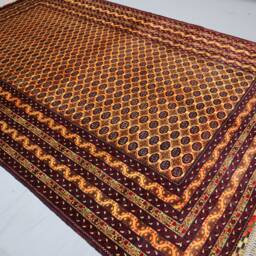 7x10 Handmade Afghan Rug - Golden Turkmen Khuaja Roshnai Tekke Design Bokhara Patterns Soft Pile Wool Oriental Bedroom - thumbnail 2