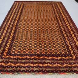 7x10 Handmade Afghan Rug - Golden Turkmen Khuaja Roshnai Tekke Design Bokhara Patterns Soft Pile Wool Oriental Bedroom - thumbnail 3