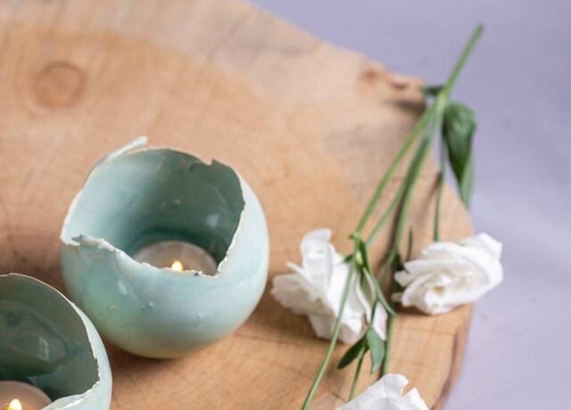 Mint Green Ceramic Votive Candle Holder - image 1