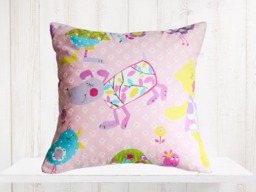 Whimsical Pink Animal Print Pillow Cover, Fairycore Decor - thumbnail 1