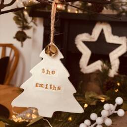 Handmade Personalised Clay Tree Decoration, Christmas Decs, Xmas, Noel, Decoration Gift - thumbnail 3