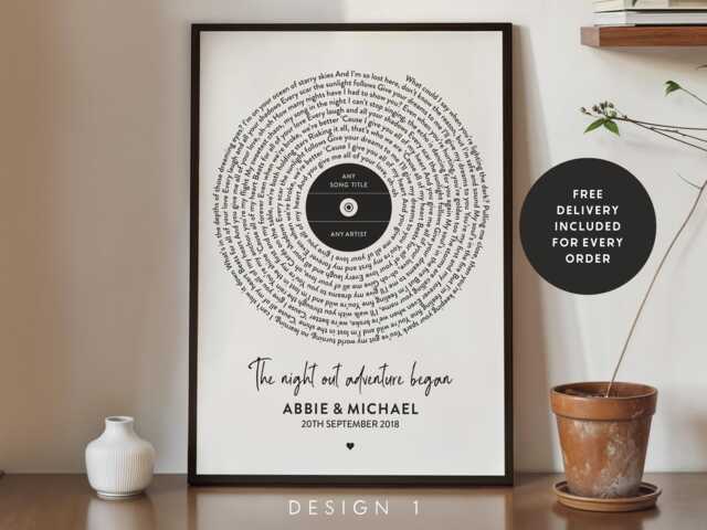 Song Lyric Print, Wedding Gift, Anniversary Fathers Day For Daddy, Custom Personalised Song, Framed #144 - image 1