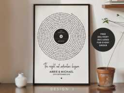 Song Lyric Print, Wedding Gift, Anniversary Fathers Day For Daddy, Custom Personalised Song, Framed #144 - thumbnail 1