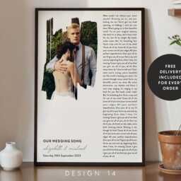 Song Lyric Print, Wedding Gift, Anniversary Fathers Day For Daddy, Custom Personalised Song, Framed #144 - thumbnail 3