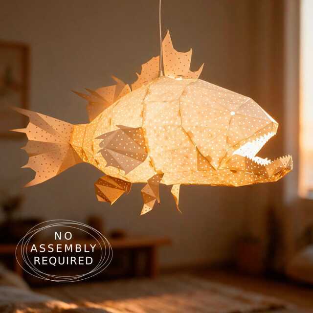 Lapu Fish Pendant Light - Handmade Paper Ceiling Lamp Nursery & Kids Room Lighting Ocean Decor - image 1