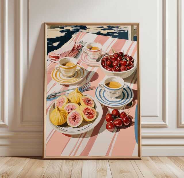 Fig & Cherry Poster, Italian Breakfast Print, Kitchen Wall Art - image 1