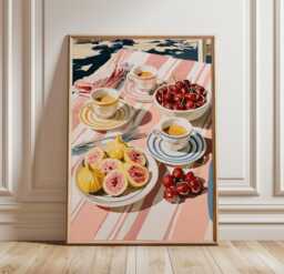 Fig & Cherry Poster, Italian Breakfast Print, Kitchen Wall Art - thumbnail 1