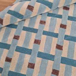 Hand-Tufted Wool Area Rug Modern Blue, Beige & Brown Geometric Carpet For Home Decor - thumbnail 3