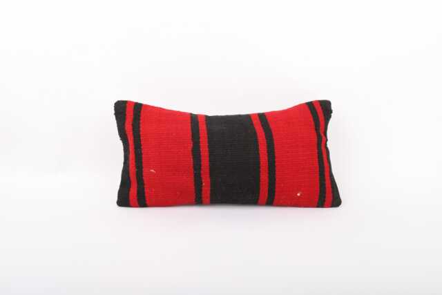 striped Kilim Pillow Cover Vintage Turkish Wool Accent - 8x16 - image 1