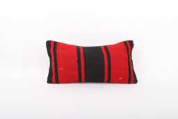 striped Kilim Pillow Cover Vintage Turkish Wool Accent - 8x16 - thumbnail 1
