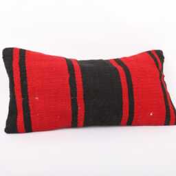 striped Kilim Pillow Cover Vintage Turkish Wool Accent - 8x16 - thumbnail 3