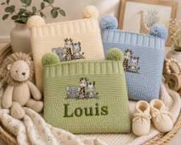 Personalised Safari Baby Blanket - Soft Embroidered Newborn Gift 75cm X 100cm