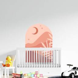 Removable Arch Wall Decal , Moon Mountain Headboard Sticker Kids Bedroom Decor Abstract Art Large - thumbnail 3