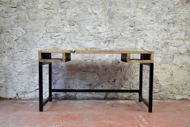 Industrial Office Desk With Storage Cubbies, Bespoke Handmade Furniture Made To Measure in Scotland - image 1