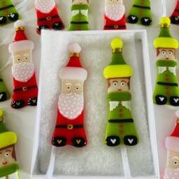 Fused Glass Santa Decoration, Fused Elf Father Christmas Tree Cornwall - thumbnail 3