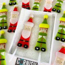 Fused Glass Santa Decoration, Fused Elf Father Christmas Tree Cornwall - thumbnail 4