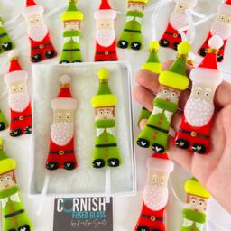 Fused Glass Santa Decoration, Fused Elf Father Christmas Tree Cornwall - thumbnail 2