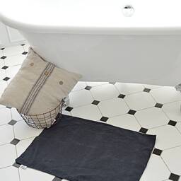 Heavy Linen Bath Mat, Double Layered, Charcoal Blue - thumbnail 3