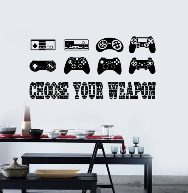 Gamer Quote Vinyl Wall Decal Video Game Controllers Gamepads Stickers Mural - #2551Di - image 1