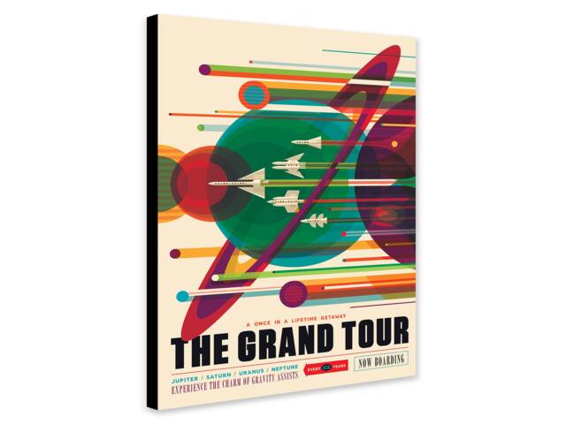 Nasa - The Grand Tour Space Retro Art Wrapped Framed Canvas Rolled Photo/Poster Print - image 1